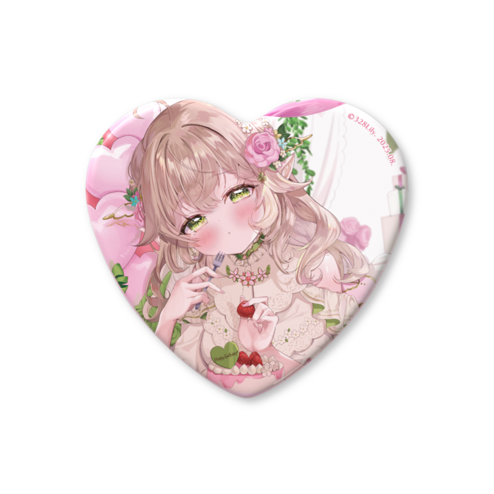 ハート缶バッジ - 57 × 52.5mm