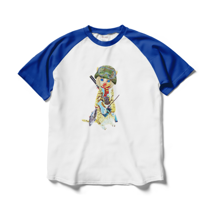 ラグランTシャツ - L - ホワイト×ロイヤルブルー