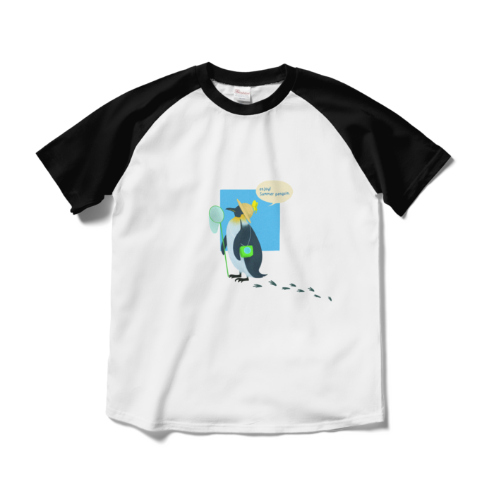 ラグランTシャツ - M - ホワイト×ブラック(1)