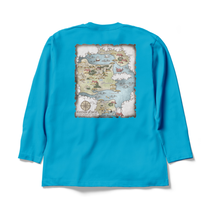 背面マップロングスリーブTシャツ - XL - ターコイズ