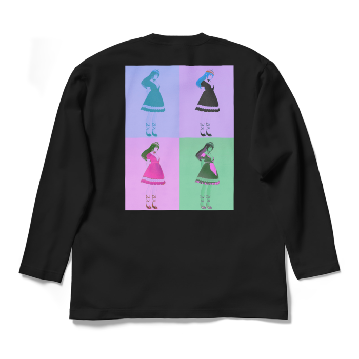 黒ロングスリーブTシャツ - L - (紫模様)