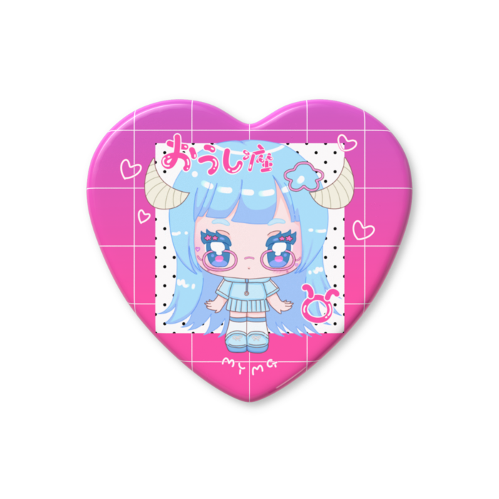 ハート缶バッジ - 57 × 52.5mm