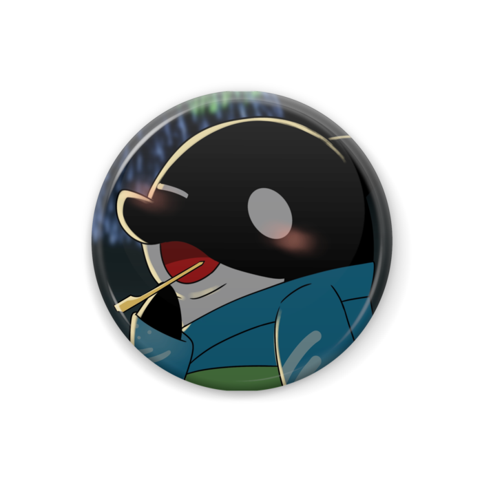 テイコウペンギン 焼き鳥美味しいですね 缶バッジ るちゃちゃんの笹の葉スーパー Booth