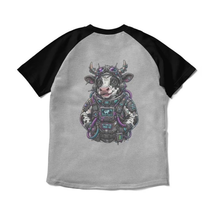 ラグランTシャツ - M - 杢グレー×ブラック(1)