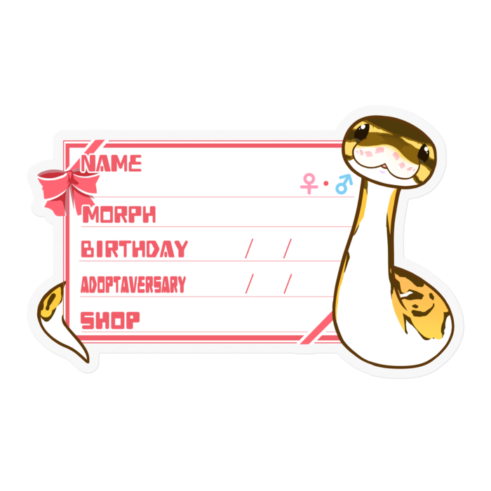 【🐍お名前ステッカー】ボールパイソン(パイボール) ‐リボン/ピンク(英語)