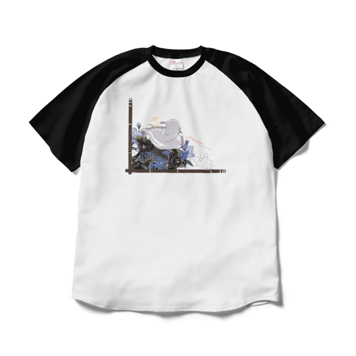 ラグランTシャツ - XL - ホワイト×ブラック(1)