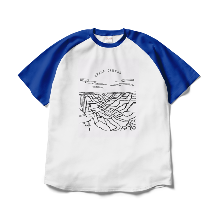 ラグランTシャツ - XL - ホワイト×ロイヤルブルー