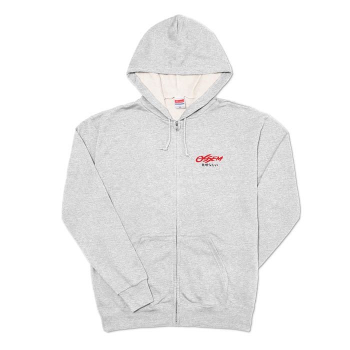 ジップパーカー - XL - 杢グレー両面プリント