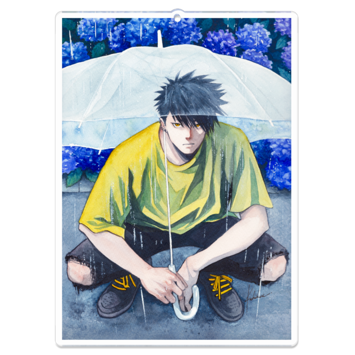 ⑥-B、暁くん『水彩』紫陽花　アクリルキーホルダー - W100 × 100mm 以内