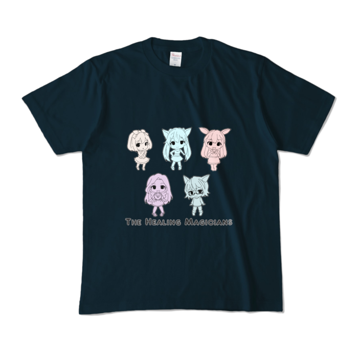 カラーTシャツ - M - ネイビー/モノトーン柄