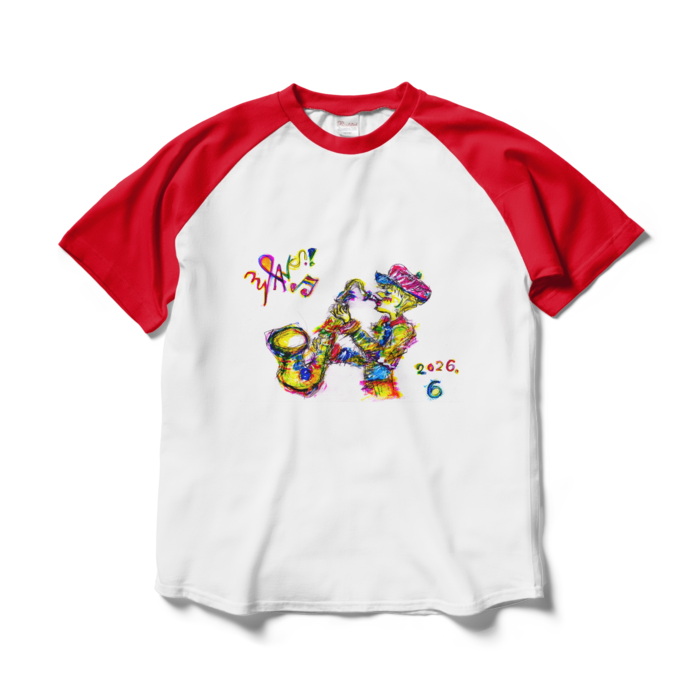 ラグランTシャツ - L - ホワイト×レッド