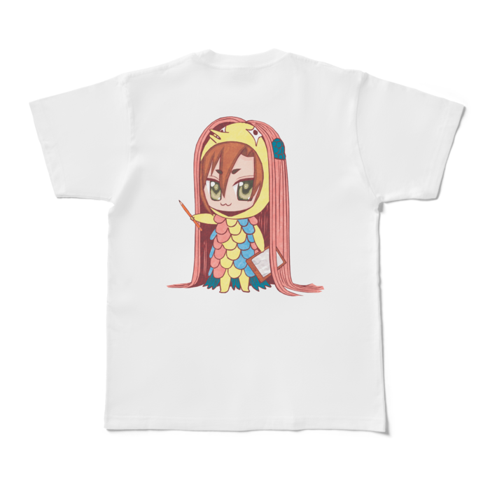 Tシャツ - M - 白_こたアマビエちゃん(背面)