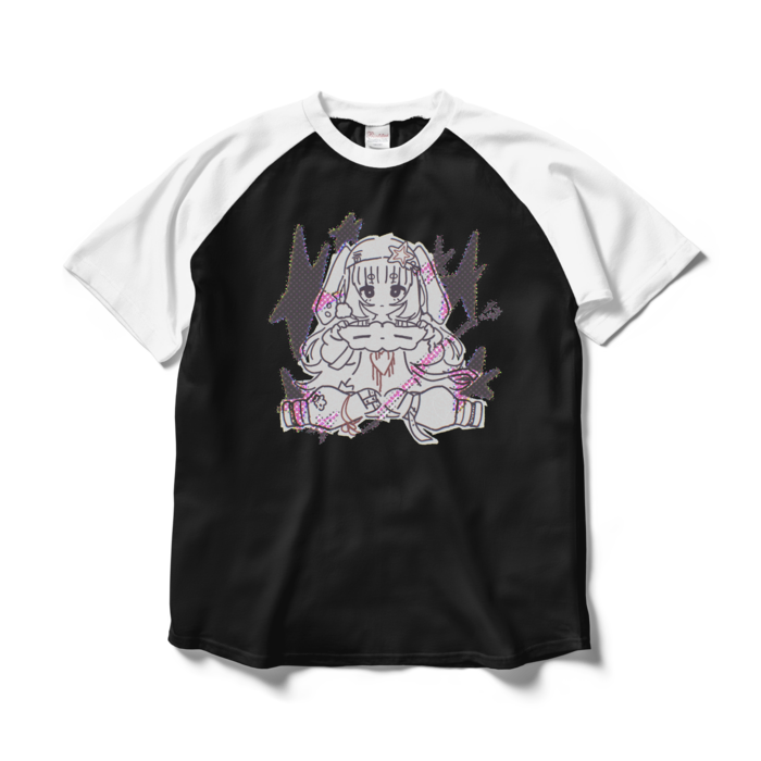 ラグランTシャツ - L - ブラック×ホワイト