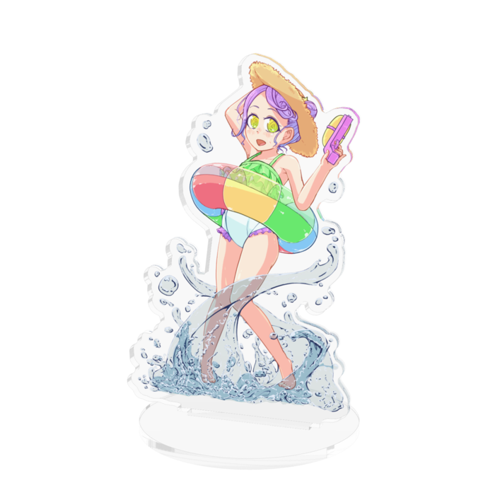 麦わら＆浮き輪アクリルフィギュア - 100x100mm