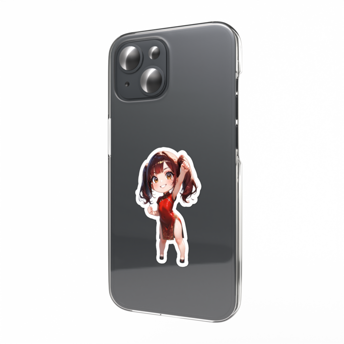 チャイナな姐さんチュウ💋スマホステッカー - 縦