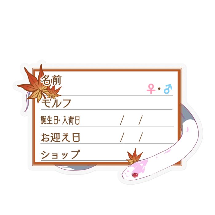 【🐍お名前ステッカー】カリキン(アルビノハイホワイト) ‐もみじ