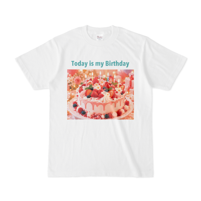 Tシャツ - S - 白- 青緑文字