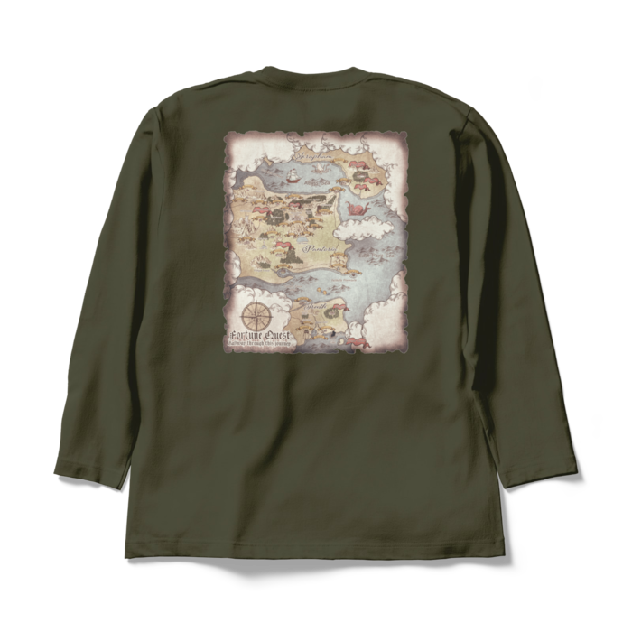 背面マップロングスリーブTシャツ - XL - アーミーグリーン