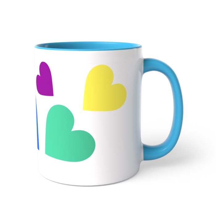 カラフルハートマグカップ　ブルー