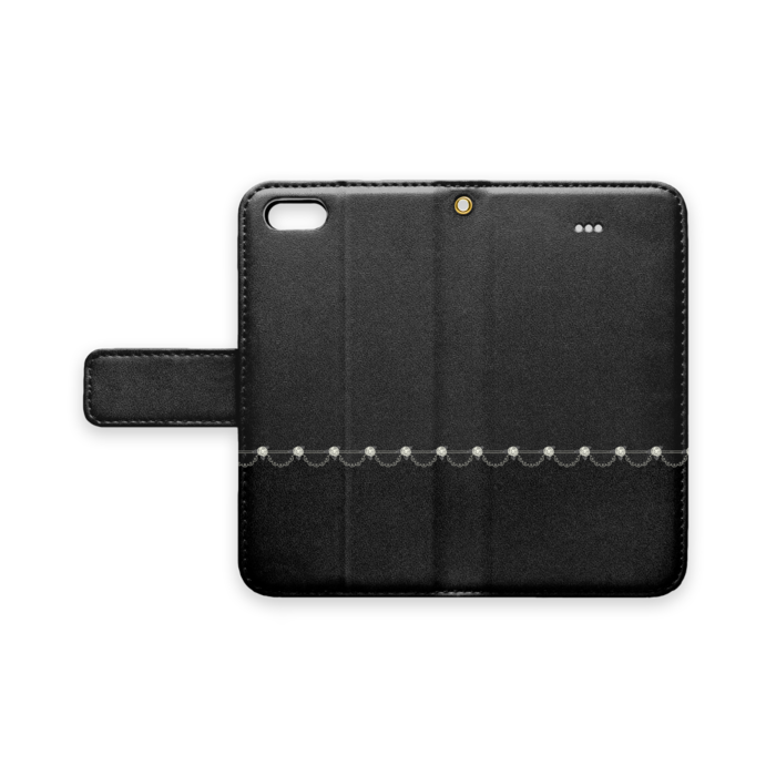 手帳型iPhoneケース iPhone 5 / 5s / SE(第1世代) ベルトあり+穴あり 白薔薇×黒色