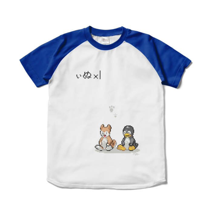 ラグランTシャツ - S - ホワイト×ロイヤルブルー