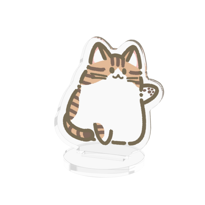 茶白ぽてねこアクリルフィギュア - 50x50mm