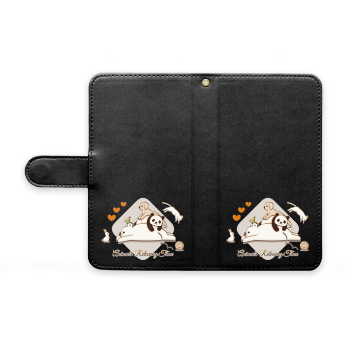 手帳型Androidケース　ストラップ穴あり　黒色（ブラック）　M（中）