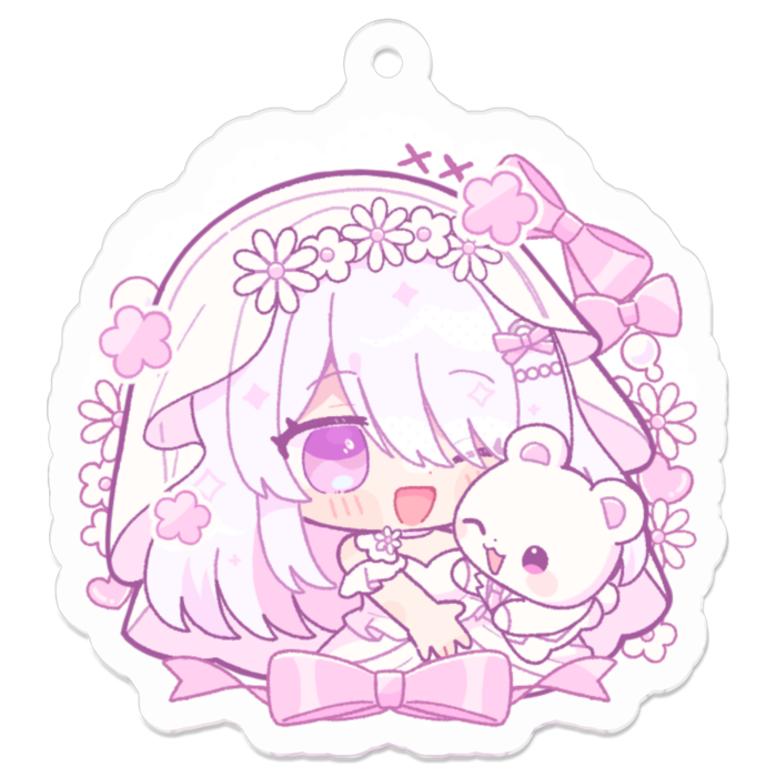 アクリルキーホルダー【ねこぜ/しろくまさんと結婚🫶🏻🤍】 - 50 x 50 (mm)
