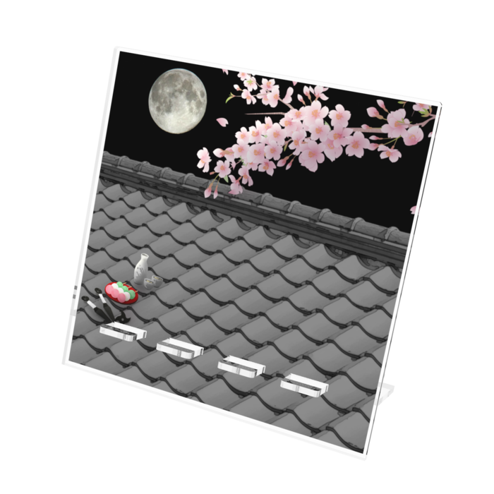 スマホスタンド 屋根上の月夜桜 Piyozo Shop Booth
