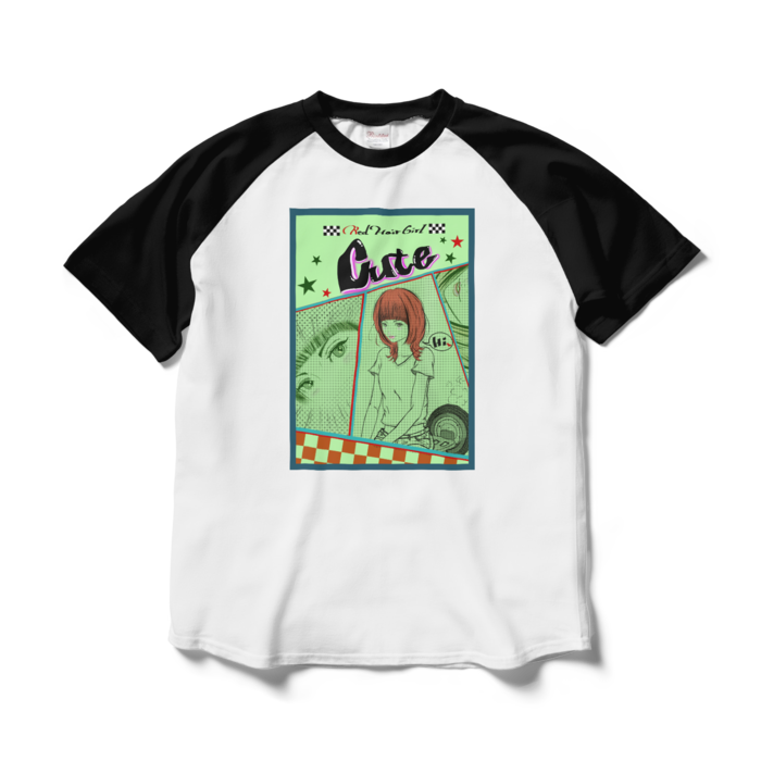 ラグランTシャツ - L - ホワイト×ブラック