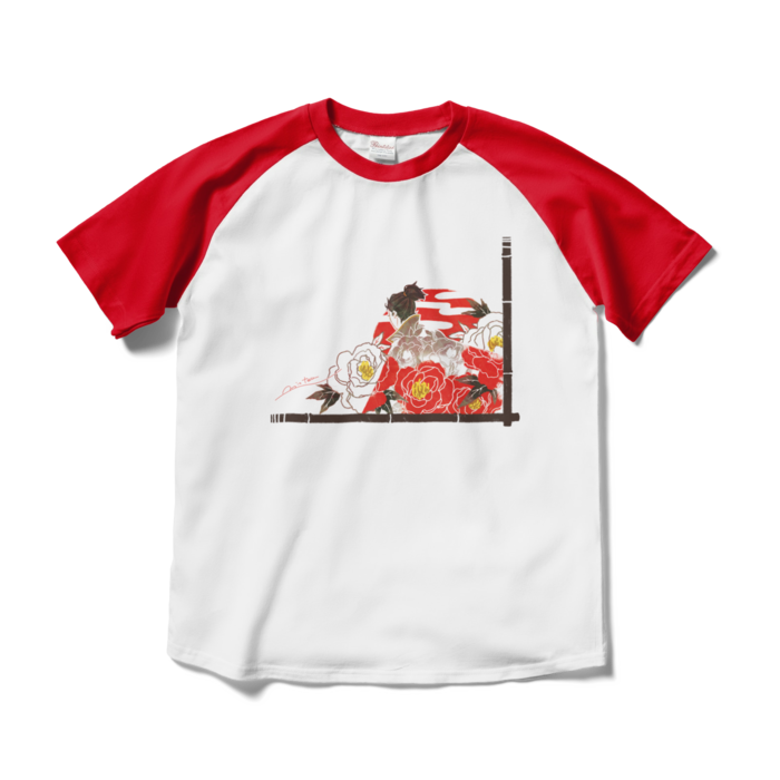 ラグランTシャツ - M - ホワイト×レッド