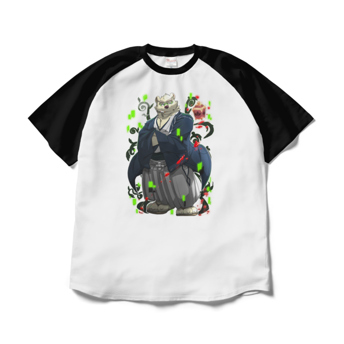 ラグランTシャツ - XL - ホワイト×ブラック
