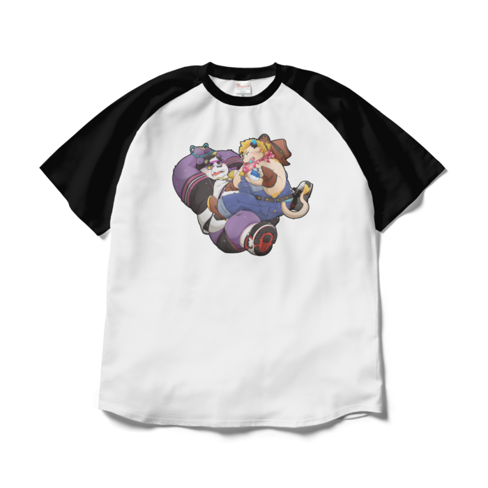ラグランTシャツ - XL - ホワイト×ブラック