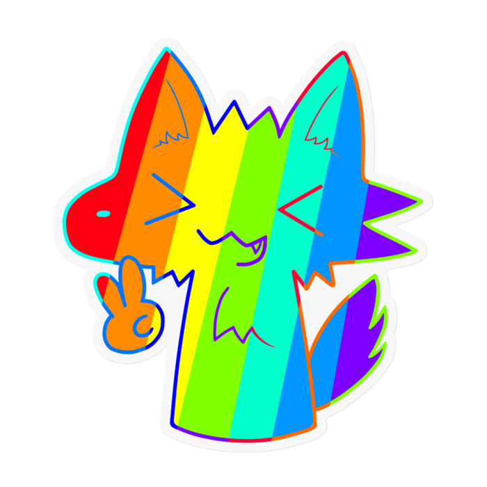 ゲーミングおおかみくん（クリア） - 100 x 100 (mm)