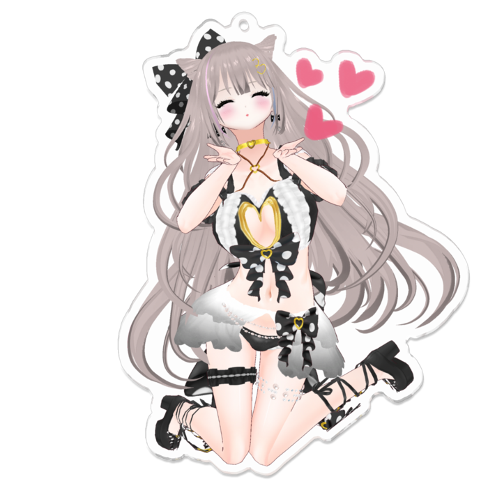 目を閉じてꔛ♡Black ver.キーホルダー(通常版)(closed eyes♡Black ver.keychain standard)- 100 x 100 (mm)(2)