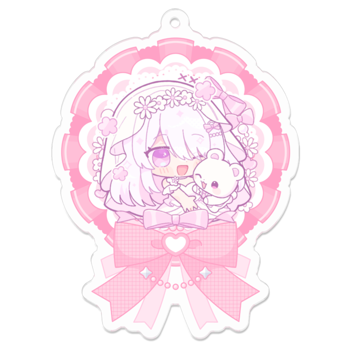 〚ロゼット風〛アクリルキーホルダー【ねこぜ/しろくまさんと結婚🫶🏻🤍】 70 x 70 (mm)