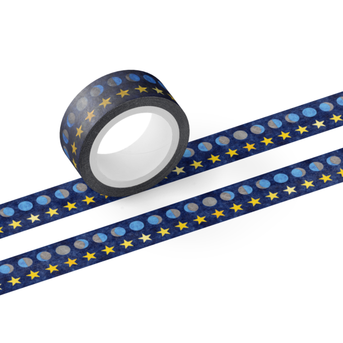 満ち欠け月と星マステ・(B)紺