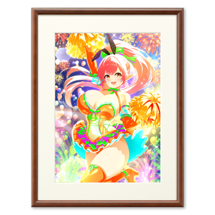 複製画(プリモアート) - A4(ピンク髪/額縁・ブラウン)