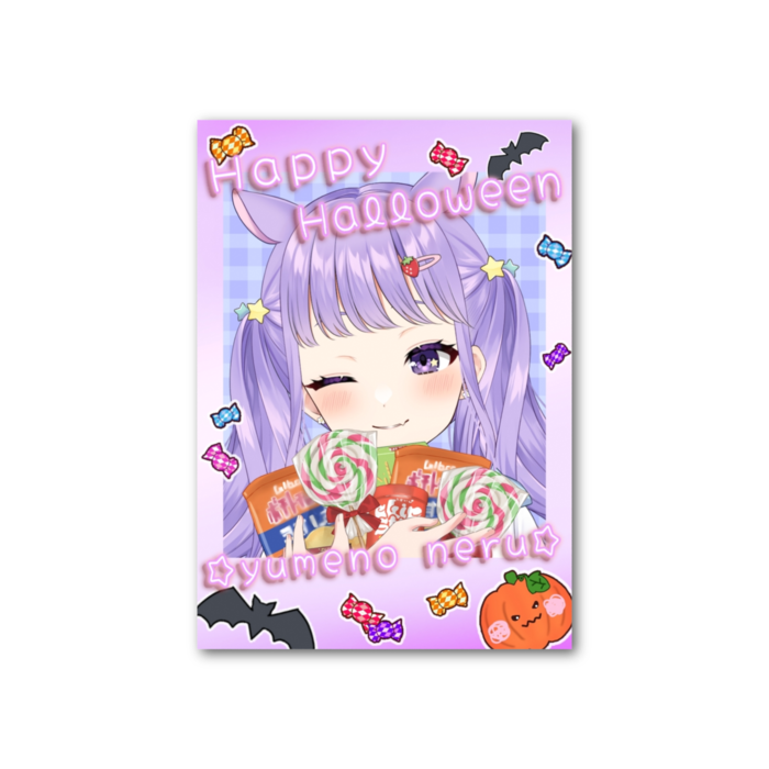 フォト風カード - お菓子いっぱいにこにこねる