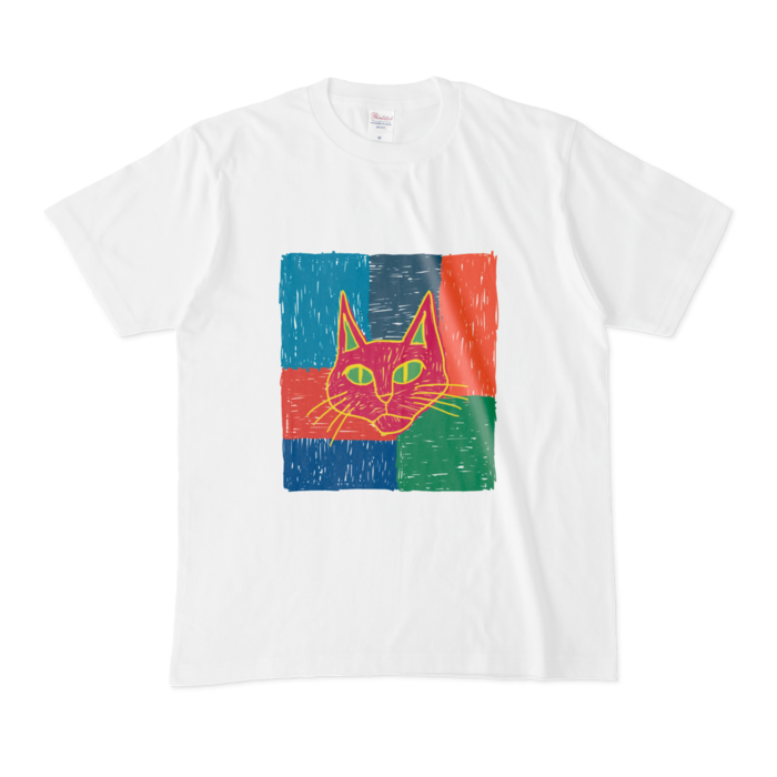カラフル猫Tシャツ - M - 白