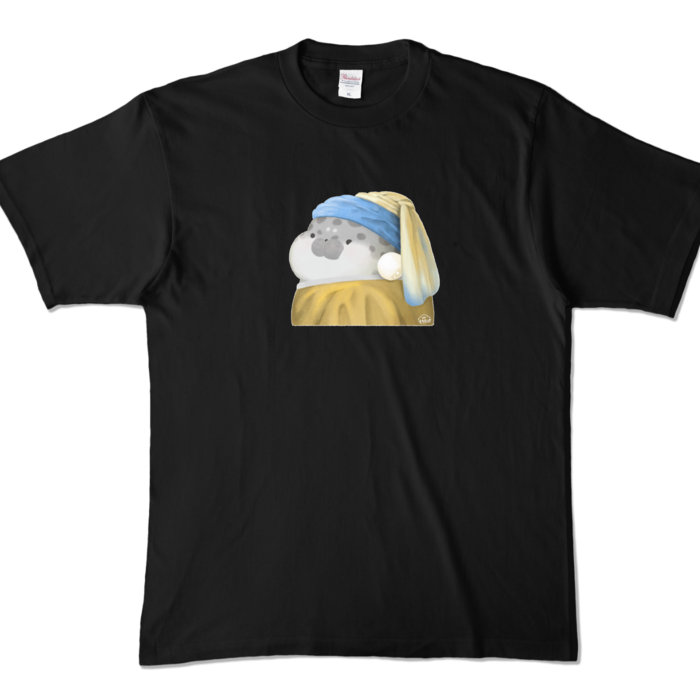 あざらし（グレー）カラーTシャツ - XL - ブラック (濃色)(1)