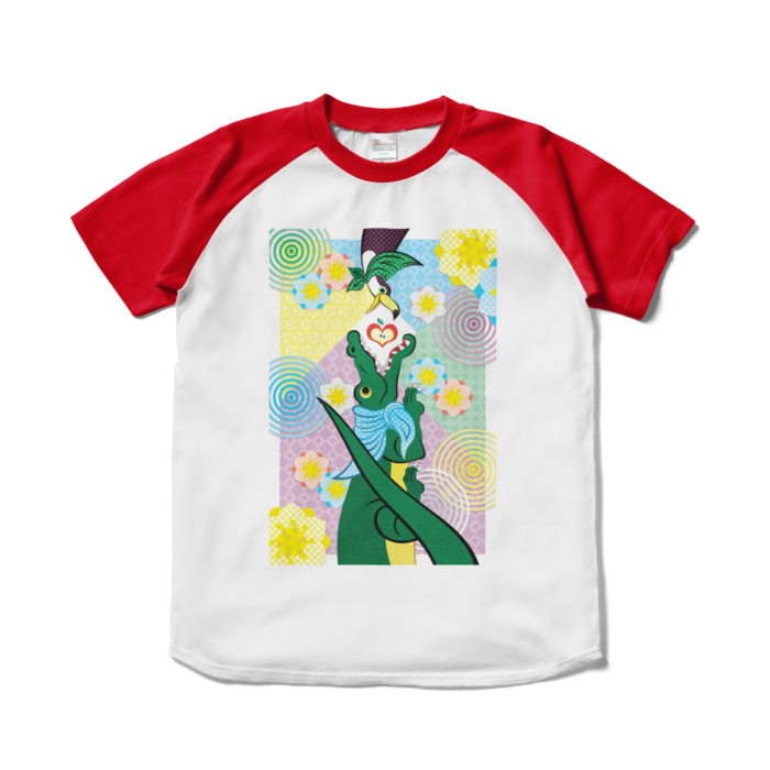 ラグランTシャツ - S - ホワイト×レッド