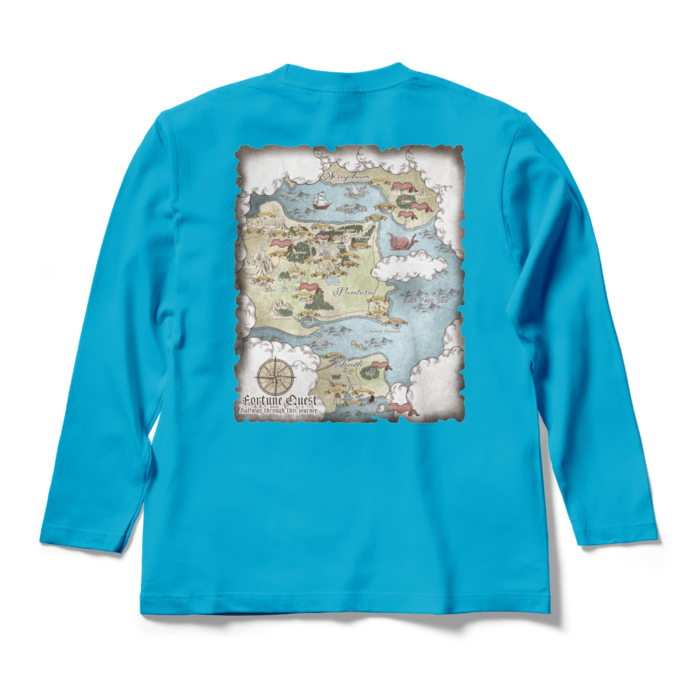 背面マップロングスリーブTシャツ - M - ターコイズ