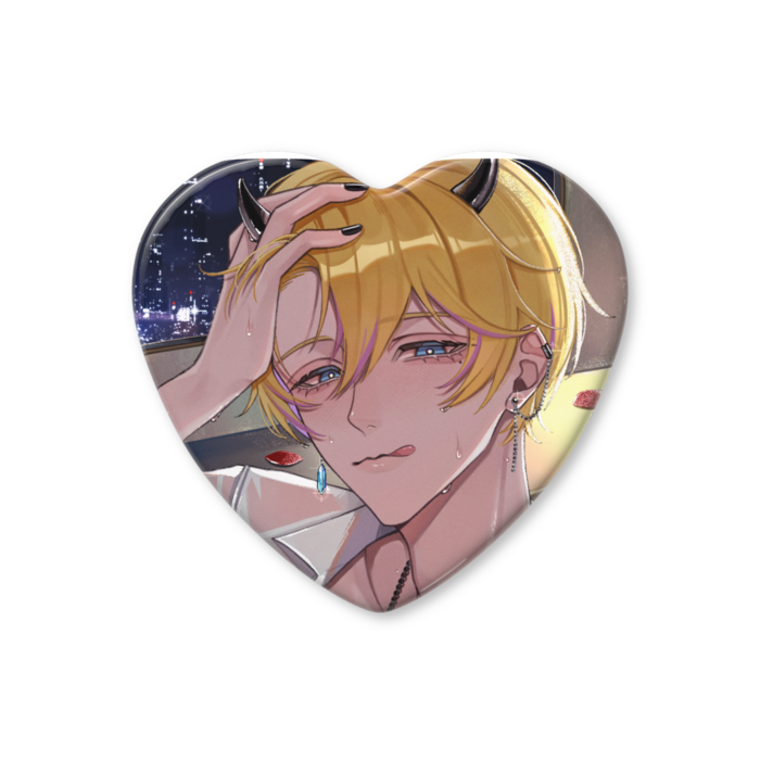 ハート缶バッジ - 57 × 52.5mm