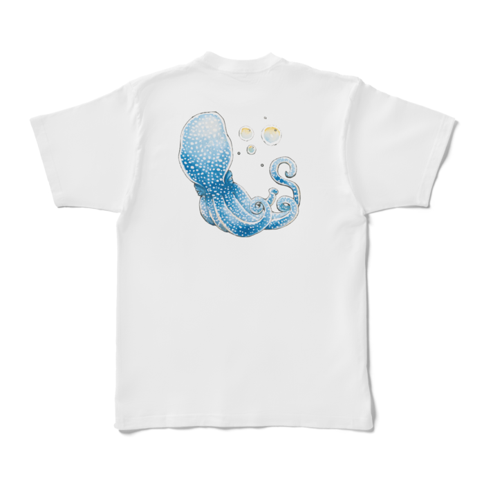 Tシャツ - XL - 白　青蛸