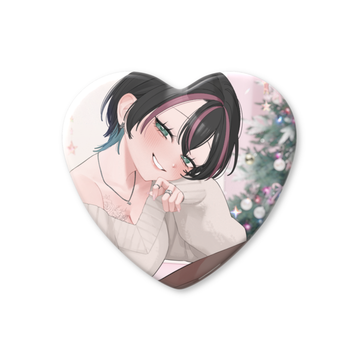 ハート缶バッジ - 57 × 52.5mm