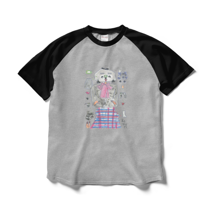 ラグランTシャツ - L - 杢グレー×ブラック