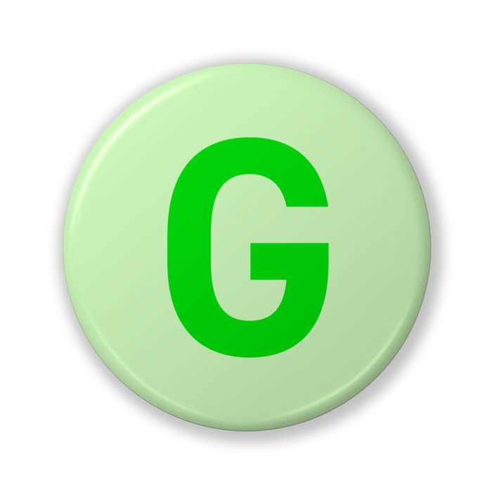 【G（ジー）】〈グリーン〉缶バッジ- 32mm