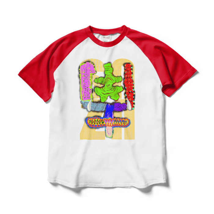 ラグランTシャツ - L - ホワイト×レッド