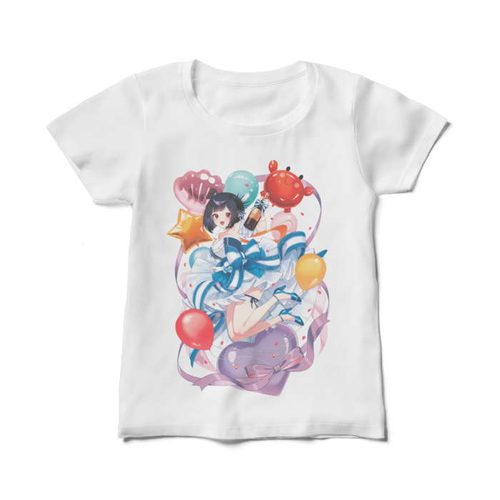 前面にドーン　レディースTシャツ - M - 白